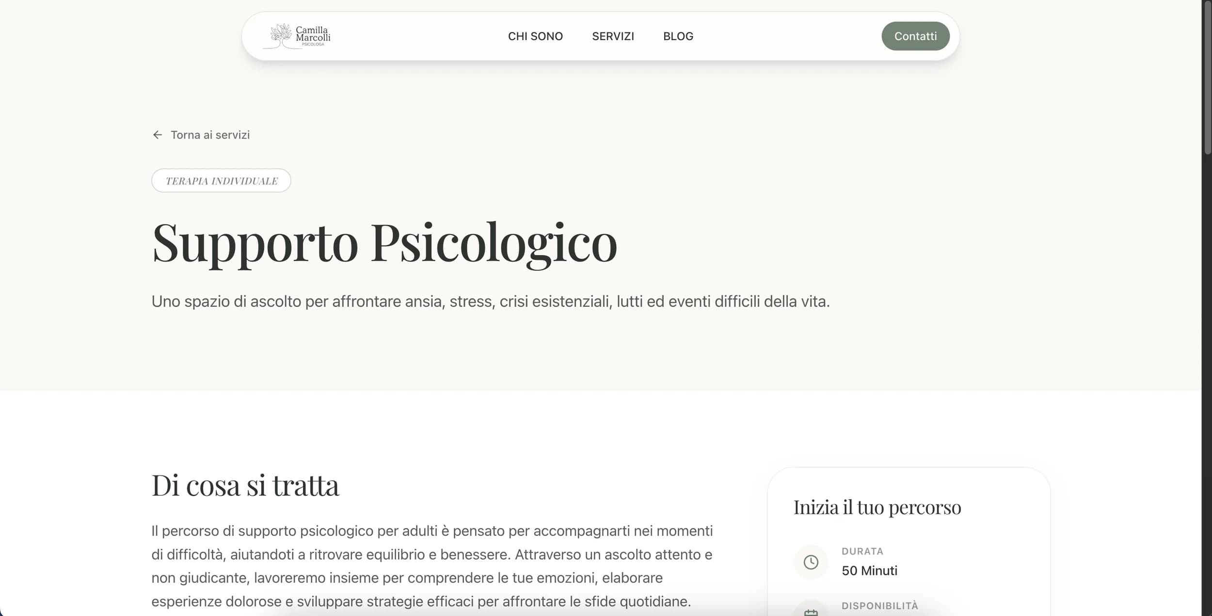 Every service has its own page: what it is for, how it works, how long it lasts.