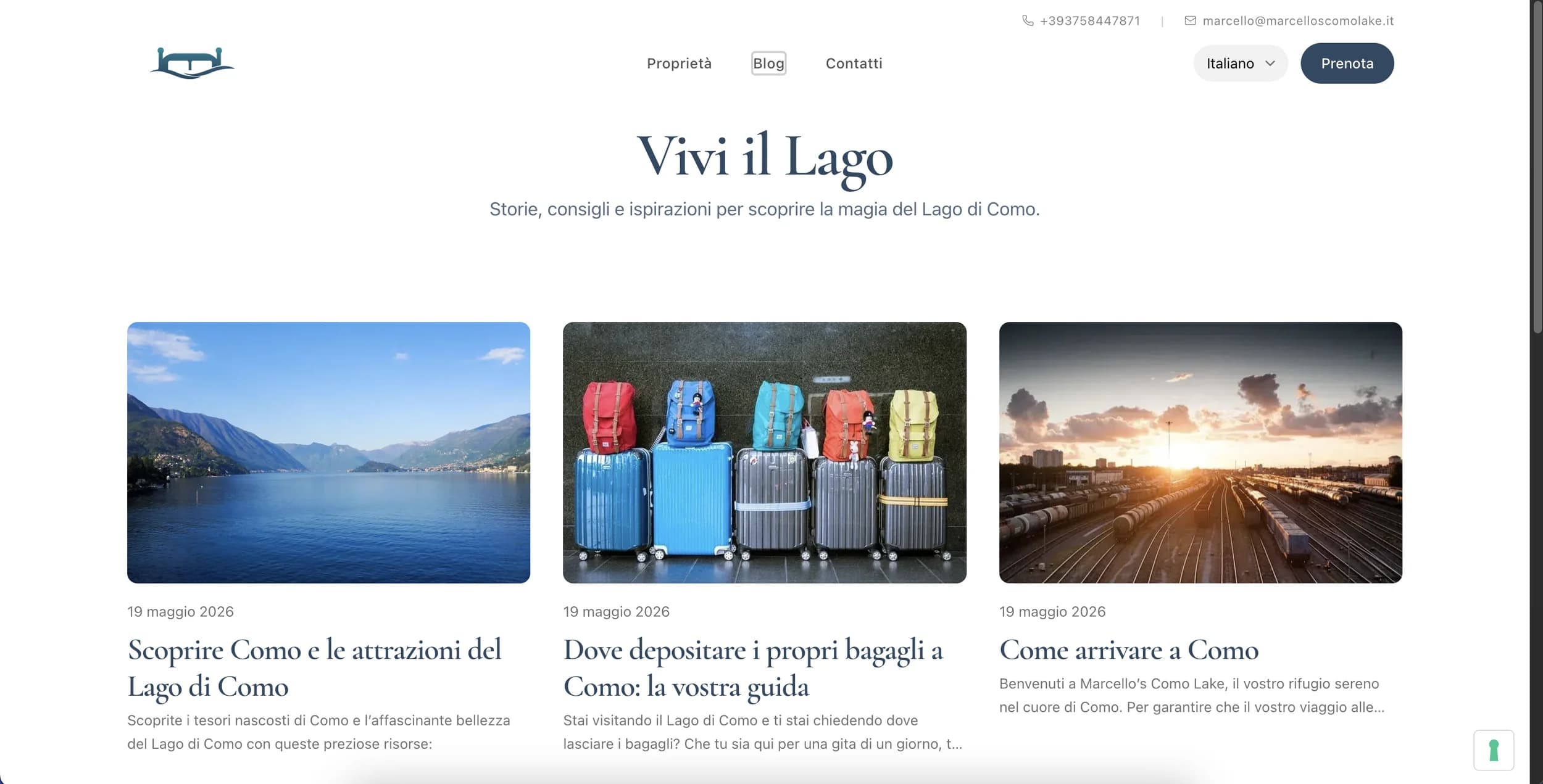 Il blog pubblica guide su Como per intercettare le ricerche di chi sta organizzando il viaggio.