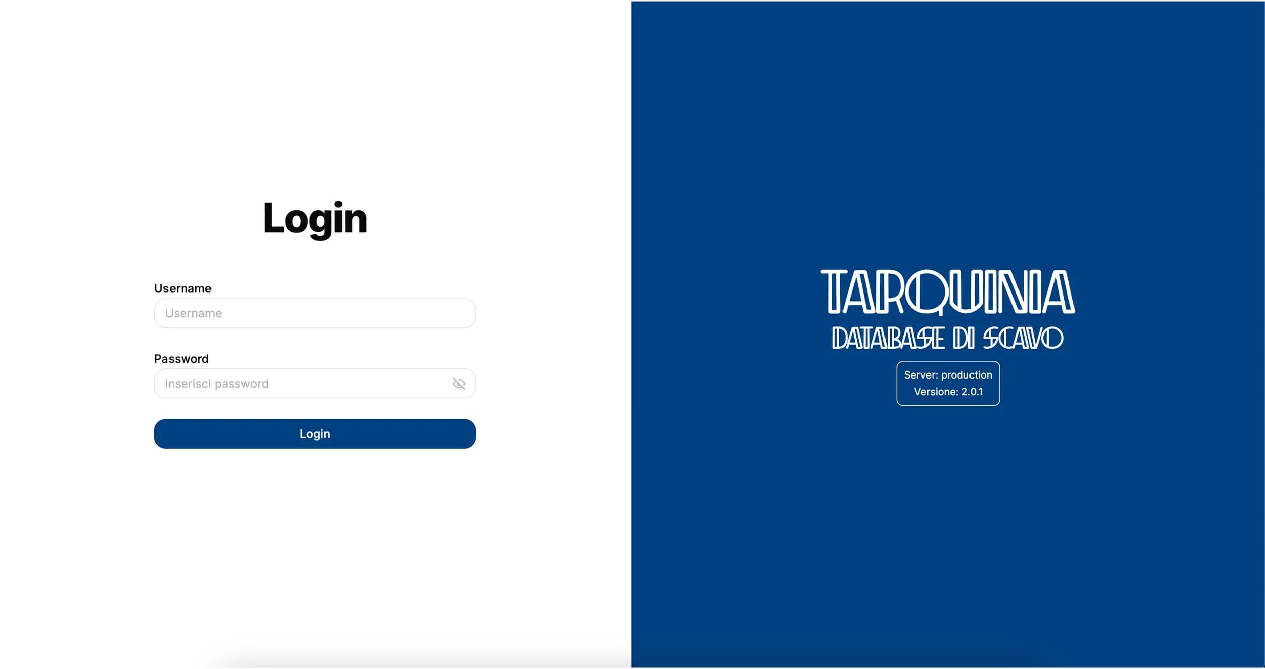 Web app Tarquinia per l'Università di Milano con interfaccia di ricerca e visualizzazione di oltre 47.000 reperti del patrimonio etrusco